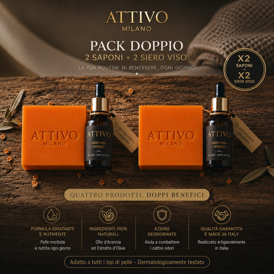 ATTIVO Scorta 2 Mesi — 2× Kit Completo Anti-Età Uomo